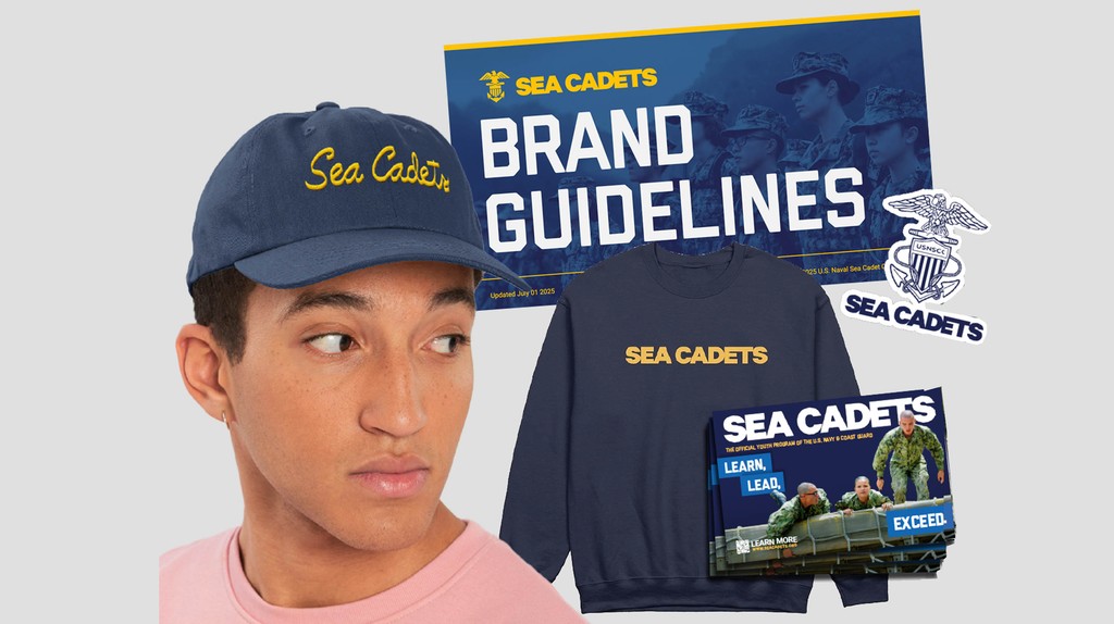 Sea Cadets brand work: guidelines, apparel, insignia, and recruitment material